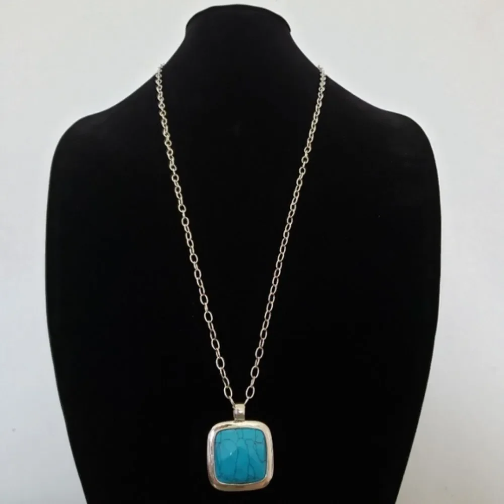 Anthology Sterling Silver Turquoise Quartz Reversible Necklace